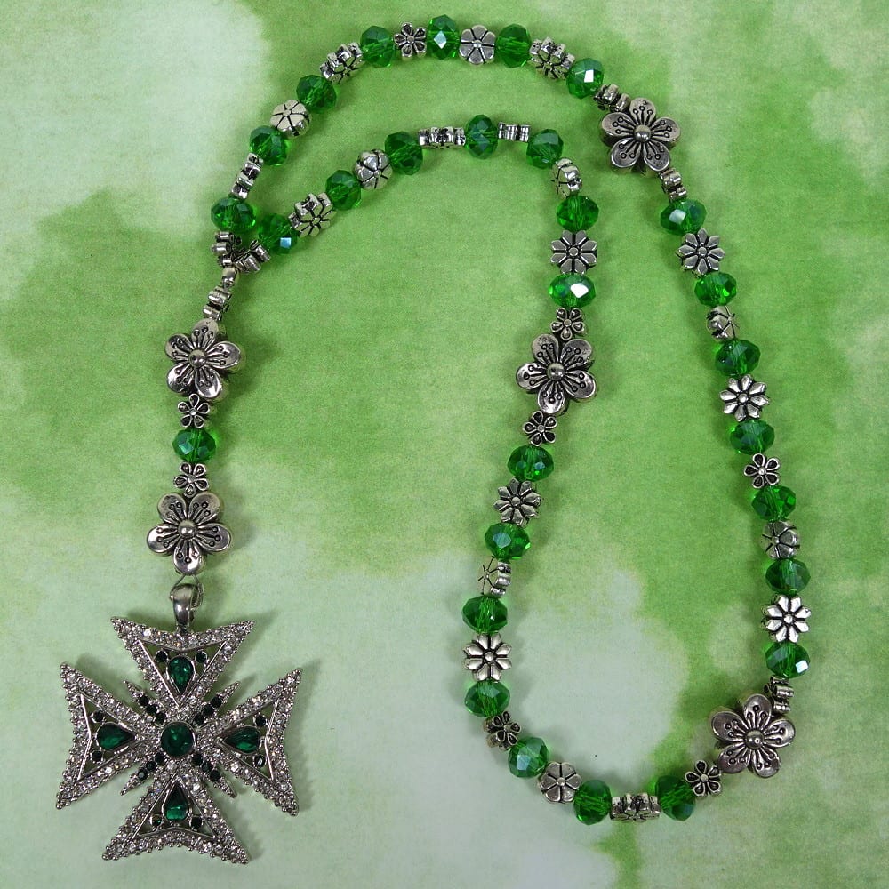 B-B-183 Green Daisies Prayer Beads