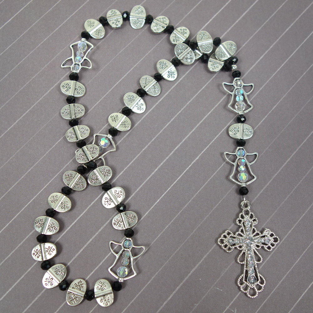 B-B-211-5 Angelic Black Protestant Prayer Beads