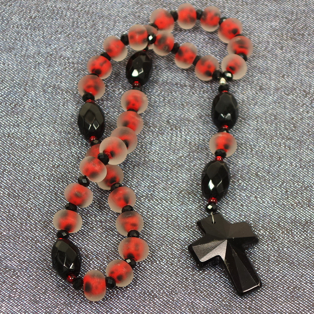 B-B-225-2 Frosted Ladybugs Protestant Prayer Beads