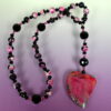 Black Pink Agate Heart Prayer Beads