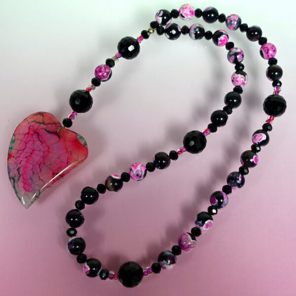 Black Pink Heart Prayer Beads