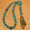 Brown Aqua Snails Prayer Bead Necklace