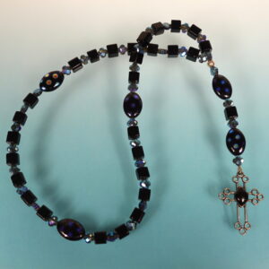 Dotted Blue Crosses Prayer Beads