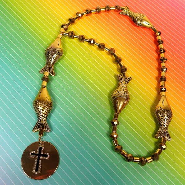 Golden Fish Prayer Bead Necklace