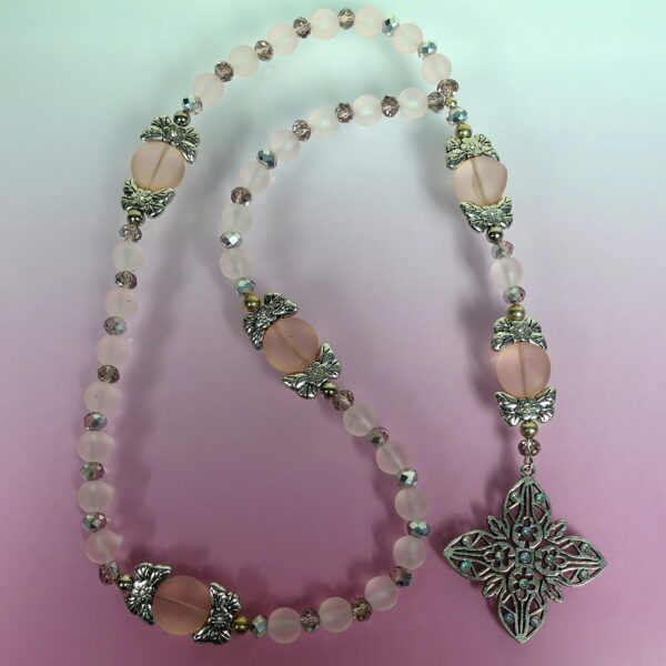 Pink Butterflies Prayer Bead Necklace