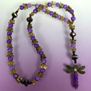 Purple Butterflies Prayer Bead Necklace