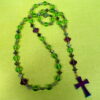 Purple Green Crosses Prayer Bead Necklace