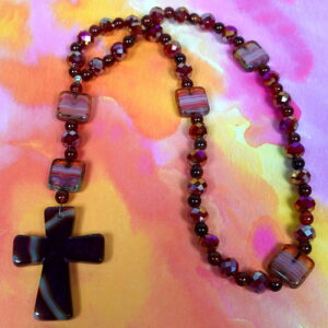 Red Agate Squares Protestant Prayer Beads