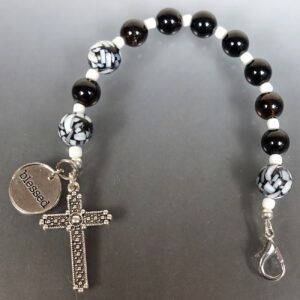 Black White Blessed Chaplet Bracelet