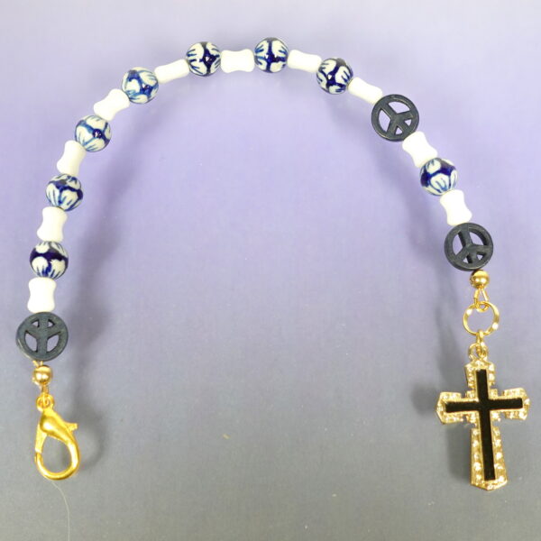 Navy Blue Flowers Chaplet Bracelet