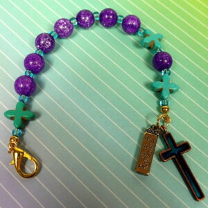 Purple Aqua Crosses Chaplet Bracelet