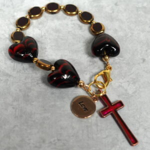 Red Speckled Black Chaplet Bracelet