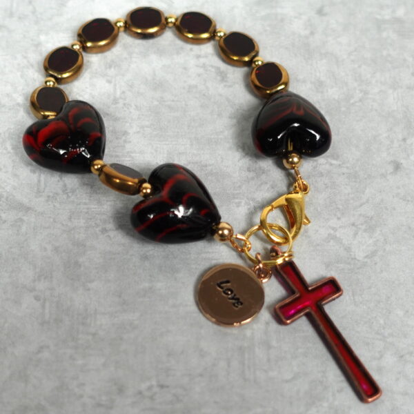 Red Speckled Black Chaplet Bracelet
