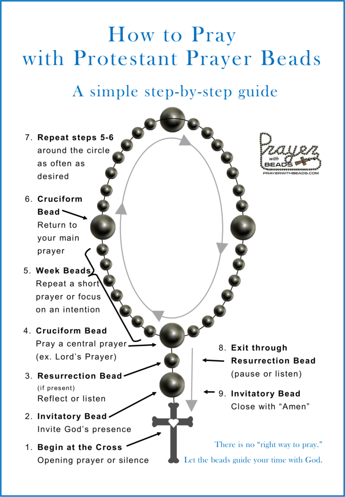 how to pray with Protestant prayer beads step by step
