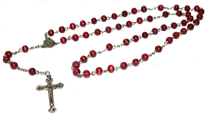 Catholic rosary beads with crucifix used for structured prayer and meditation