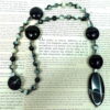 Dolomite Jasper Protestant prayer beads with black glass cruciform beads, hematite accents, and striped black onyx pendant