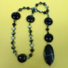 Dolomite Jasper Protestant prayer beads with black glass cruciform beads, hematite accents, and striped black onyx pendant