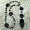Dolomite Jasper Protestant prayer beads with black glass cruciform beads, hematite accents, and striped black onyx pendant
