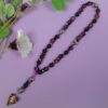 Glittery Purple Heart Protestant prayer beads with purple crackle glass beads, butterfly spacers, and iridescent heart pendant