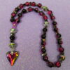 Glittery Purple Heart Protestant prayer beads with purple crackle glass beads, butterfly spacers, and iridescent heart pendant