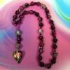 Glittery Purple Heart Protestant prayer beads with purple crackle glass beads, butterfly spacers, and iridescent heart pendant