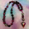 Glittery Purple Heart Protestant prayer beads with purple crackle glass beads, butterfly spacers, and iridescent heart pendant