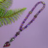 Purple Leaved Heart Protestant prayer beads with purple crackle glass, hematite leaf spacers, and iridescent heart pendant