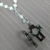 White Crosses Protestant prayer beads with white glass cross beads and keepsake cross pendant with compartment