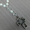 White Crosses Protestant prayer beads with white glass cross beads and keepsake cross pendant with compartment