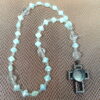 White Crosses Protestant prayer beads with white glass cross beads and keepsake cross pendant with compartment