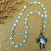 White Crosses Protestant prayer beads with white glass cross beads and keepsake cross pendant with compartment