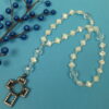 White Crosses Protestant prayer beads with white glass cross beads and keepsake cross pendant with compartment