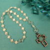 White Crosses Protestant prayer beads with white glass cross beads and keepsake cross pendant with compartment