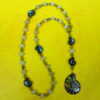 Lime Snails Protestant prayer bead necklace with ceramic snail beads, jade spacers, and abalone shell snail pendant