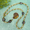Lime Snails Protestant prayer bead necklace with ceramic snail beads, jade spacers, and abalone shell snail pendant