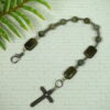 Labradorite Protestant chaplet bracelet with Labradorite beads and double-sided embossed pewter cross