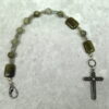 Labradorite Protestant chaplet bracelet with Labradorite beads and double-sided embossed pewter cross