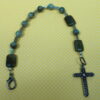 Labradorite Protestant chaplet bracelet with Labradorite beads and double-sided embossed pewter cross