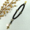 Black Island Agate Protestant Prayer Bead Bracelet with island agate Cruciform beads, black glass Week beads, filigreed cross, and Hope pendant