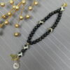 Black Island Agate Protestant Prayer Bead Bracelet with island agate Cruciform beads, black glass Week beads, filigreed cross, and Hope pendant