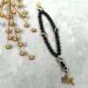 Black Island Agate Protestant Prayer Bead Bracelet with island agate Cruciform beads, black glass Week beads, filigreed cross, and Hope pendant