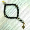 Black Island Agate Protestant Prayer Bead Bracelet with island agate Cruciform beads, black glass Week beads, filigreed cross, and Hope pendant
