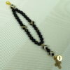 Black Island Agate Protestant Prayer Bead Bracelet with island agate Cruciform beads, black glass Week beads, filigreed cross, and Hope pendant