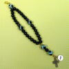 Black Island Agate Protestant Prayer Bead Bracelet with island agate Cruciform beads, black glass Week beads, filigreed cross, and Hope pendant