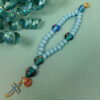 Blessed Blue Hearts Protestant Prayer Bead Bracelet with lampworked blue heart Cruciform beads, aqua enamel cross, and Blessed pendant