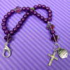 Possibly Purple Protestant Prayer Bead Bracelet with color-shifting Swiss cross Cruciform beads, rhinestoned cross, and With God All Things Are Possible pendant