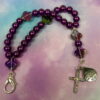 Possibly Purple Protestant Prayer Bead Bracelet with color-shifting Swiss cross Cruciform beads, rhinestoned cross, and With God All Things Are Possible pendant