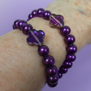 Possibly Purple Protestant Prayer Bead Bracelet with color-shifting Swiss cross Cruciform beads, rhinestoned cross, and With God All Things Are Possible pendant