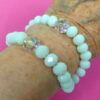White Believe Protestant Prayer Bead Bracelet with iridescent Cruciform beads, white glass Week beads, filigreed cross, and Believe pendant